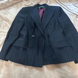 Ralph Lauren Navy Pinstripe Double-Breasted Blazer 6P